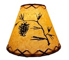 Rustic Oiled Kraft Clip-on Lamp Shade With Pine Cone Design - 9 