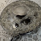 Ornate Vintage Silver Plated Vanity Hand Mirror Floral Rose Design 9 5    45g