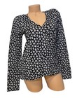Michael Kors Women s Medium Long Sleeve Print Wrap Top Floral Black White Blouse