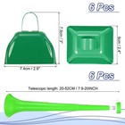 6pcs 3  Cow Bells For Football Games With 6pcs Collapsible Stadium Horn  Green