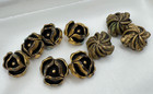 Lot Of 9 Antique Victorian Brass Buttons Floral Flower Art Nouveau Retro Design