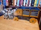 Nice Vintage 1920 s Marx  Tin Litho Wind Up Horse Drawn Merchants Transfer Wagon