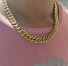 Miami Cuban Link 20   Chain 14k Gold Over Stainless Steel 12mm   Water Proof 