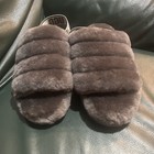Ugg Fluff Yeah Slide Women s Charcoal Sheepskin Slingback Slipper