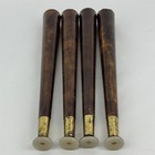 Lot Of 4 Vintage Wood Screw In Table Legs Tapered Brass Tone Metal Tips 14 5 