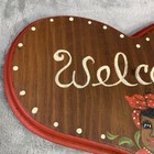 Vtg Black Americana Welcome Sign Wall Hook Wood Girl Folk Art Handmade Primitive