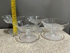 4 Rare Vintage L g Wright 3 Faces Sauce Sherbet Dishes Frosted Glass  read 