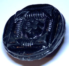 Antique Jet Black Glass Button Mixed Texture Geometric Tunnel Shank 9 16 