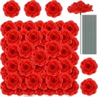 100 Pcs Artificial Flowers Fake Silk Roses Long Stem Rose Bouquet Wedding Par   