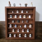 Collectible Sewing Thimble Lot With Wooden Wall Shelf  28 Thimbles  13   12 