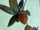 Vintage Chinese Carved Agate Peach Jade Leaves Fruits Set Of 2 Peaches