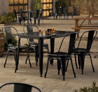 30  X 48  Rectangular Restaurant Table Standard Set With 4 Chairs Black Metal