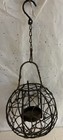 Vintage Brutalist Rustic Metal Hanging Candle Tea Light Holder Lantern W  Chain