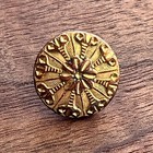 1830s-40s Antique Gilt Brass Victorian Button Scissors Mandala Backmark 11 16 