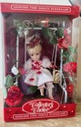 Collectors Choice Porcelain Doll Chiffon Dress White Metal Swing  Roses Coa