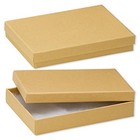 -25 Pack Cotton Filled Brown Kraft Paper Cardboard Large Jewelry Box For Neck   