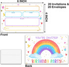 Rainbow Birthday Party Invitations  20 Invite Cards With Envelopes  4 x6  Girls