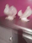 Vintage 1962 Pair Beautiful White Fantail Dove Figurines