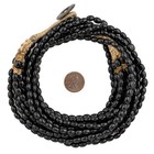 Midnight Black Naga Bead Necklace 7mm Nepal Oval Glass