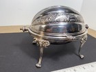 Antique Victorian Style Silver Plate Fancy Roll Top Footed Butter Dish