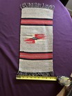 Vintage Chimayo Wool Woven 10x20 Great Condition Gray Red Black White Blue