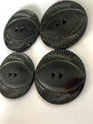 Vintage Buttons Lot-4 Black Large 1-3 8  Two Hole
