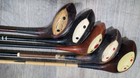 5 Antique Vintage Beautiful Fancy Face Golf Clubs With Ivory Color Back Weights