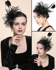 Fascinator Tea Party Hat Women 20s 50s Wedding Cocktail Flower Mesh Feathers