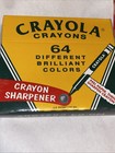 1958 Crayola Crayons Binney Smith  64 Box Built In Sharpener Retired Colors Vtg