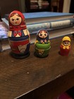 Set Of 3 Russian Matryoshka Nesting Dolls Hand Painted Russia Vintage