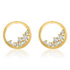 14k Solid Yellow Gold Round Cz Stud Earrings