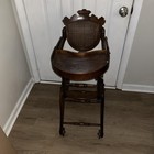 Antique Victorian Oak High Chair rocker  Transformation 