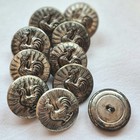 Rare Vintage French White Metal Button - Repousse Rooster Design W sun Rays 7 8 