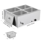 Commercial Food Warmer 4-pan 1500w Countertop Buffet Bain Marie With Lid