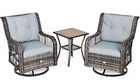 3pc Patio Swivel Glider Rocker Wicker Bistro Furniture Conversation Chairs