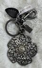 Coach  Crystal Tooled Tea Rose Bag Charm Keychain 17453 Nwt