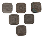 Small Collection Of Ceylon Edward Vii And George V 5 Cents Coins X6 Bulk Lot