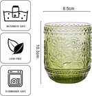 Vintage Textured Sage Green Drinking Glasses Set Of 4 12 Oz Cocktail Water Tumbl