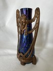 Rare Loetz Art Nouveau Vase W  Gilt Bronze  Mount Iridescent Glass  Early 1900s