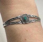 Vintage Fred Harvey Turquoise Sterling Silver Cuff Bracelet  Engraved Symbols