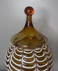 Vintage Italian Amber Cameo Draped Vase Enamel Overlay Murano Glass Lidded Urn