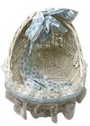 Vintage Doll Bassinet White Rattan Wicker Basket Cradle Bed Lace Teddy Bear Bow