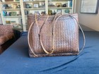 Antique Philippine Woven Rattan Grain Basket Double Wall Wood Base Tribal 12 