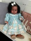22in Completed African Girl Reborn Baby Doll With Hand-rooted Hair Dark Skin Toy