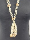 Vintage Hawaiian Seashell Necklace W 3 Shell Loops   Center 18 5  Total Length