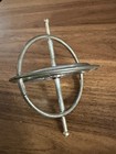Vintage Metal Toy Gyroscope Spinning Top Starburst Wheel Red Center Mid Century