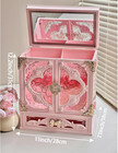 Lighted Vanity Makeup Organizer With Mirror  Large Vintage Cosmetic Storage Box
