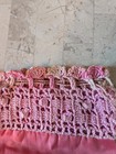 Antique 1880 s Victorian Ladies Handmade Satin  Crochet Trim Drawstring Purse