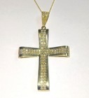 2ct Round Cut Natural Moissanite Tester Pass Cross Pendant 14kyellow Gold Finish
