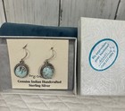 Vintage Navajo Dry Creek Turquoise Sterling Silver Earrings Signed Cb Native Nib